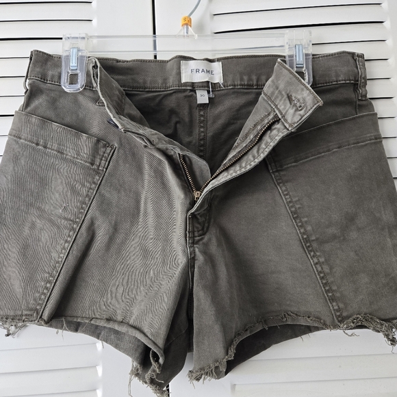 FRAME WASHED FATIGUE HIGH WAIST PATH POCKETS UTILITY SHORTS SIZE 30  #083 - Picture 5 of 11